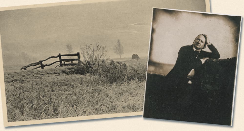 (À gauche) " A Winter's Sunrise " de Peter Henry Emerson (1895), (à droite) Victor Hugo par Charles Hugo, Jersey ( vers 1853).