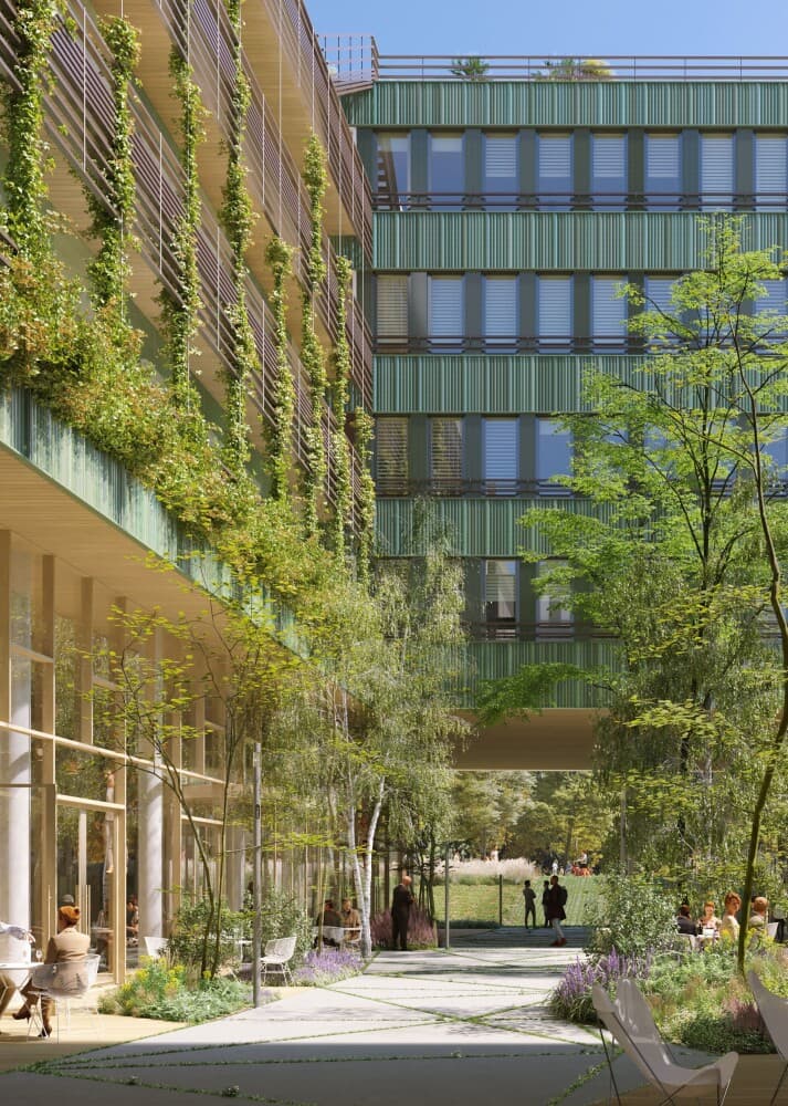À Clichy-la-Garenne, le promoteur WO2 et le fonds Icawood ont inauguré mercredi 9 octobre La Traversée, restructuration exemplaire d'un ancien immeuble de bureaux SNCF de 16 700 m².