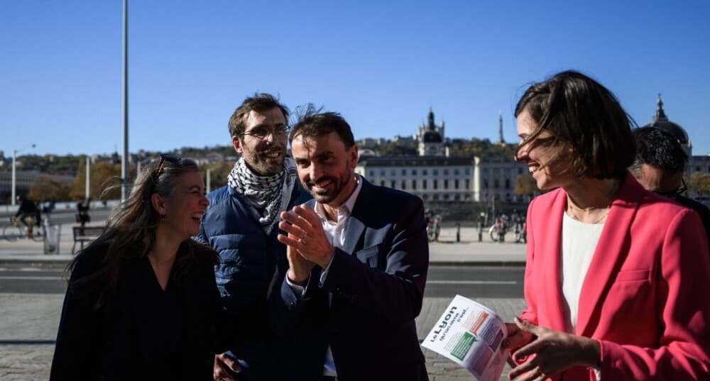 Grégory Doucet en campagne à Lyon, le 5 novembre.