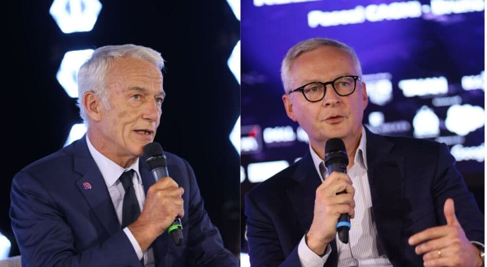 Patrick Martin, président du Medef, et Bruno Le Maire, ancien ministre de l'Economie, des Finances et de la Souveraineté Industrielle et Numérique, Conseiller spécial de ASML.