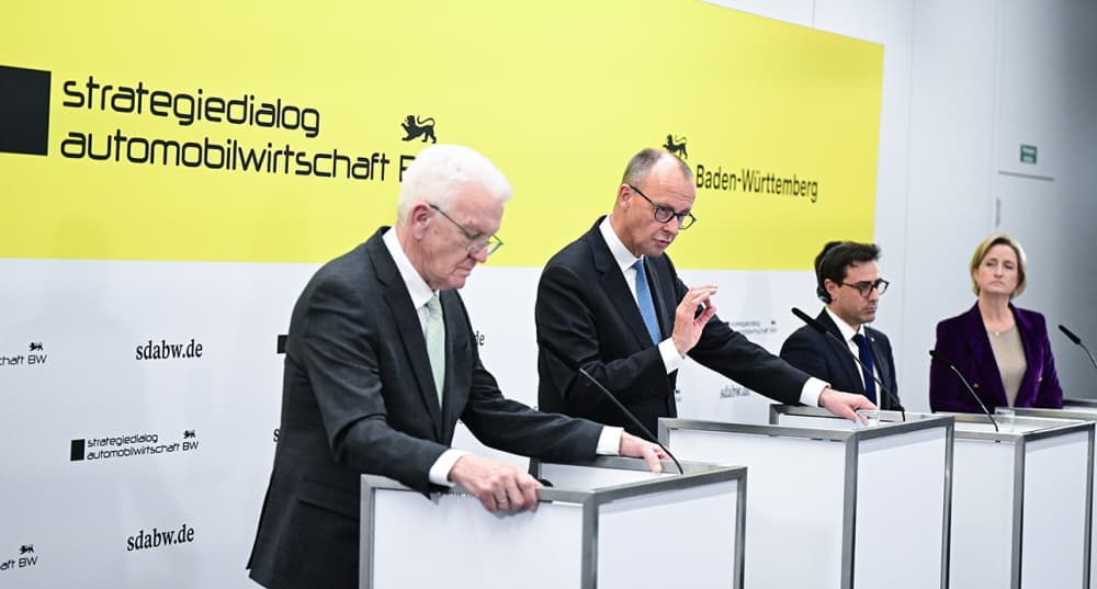 Déclarations de Winfried Kretschmann, Friedrich Merz, Nicole Hoffmeister-Kraut et Stéphane Sejourné après la fin du Dialogue stratégique sur l'industrie automobile.