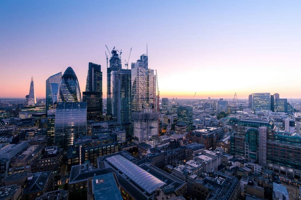 Skyline de la City à Londres.