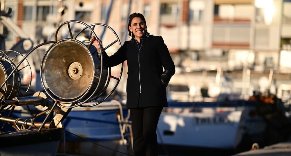Laure Lavalette (RN) sur le port de Toulon.