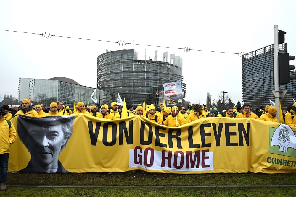 Manifestation des agriculteurs contre le traité UE-Mercosur, le 20 janvier 2026 à Strasbourg.
