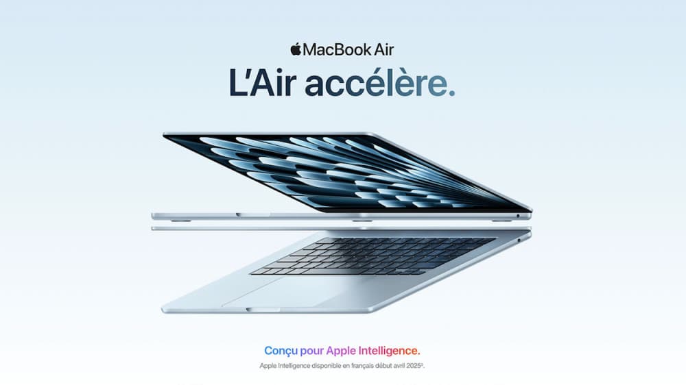 Le MacBook Air M4, désormais compatible Apple Intelligence, allie puissance et finesse.