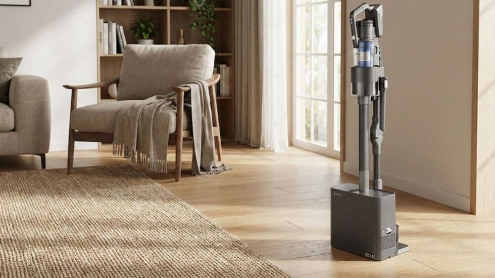 Grâce à son tube pliable et sa tête LED, cet aspirateur balai facilite le nettoyage des zones difficiles.