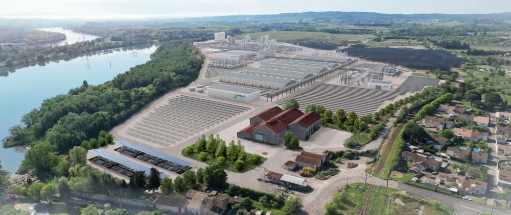 Le projet (numérique) de l’implantation d’une usine de e-fuel sur l’ancien site ArcelorMittal à Laudun-l’Ardoise (Gard).