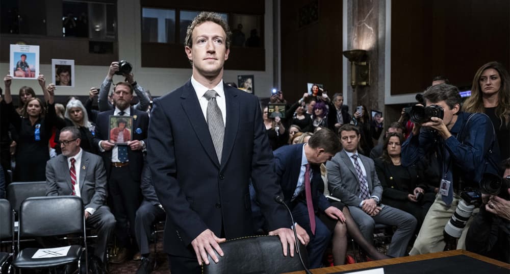 Mark Zukerberg, fondateur et directeur général de Meta, lors d'une audience de la Commission judiciaire du Sénat au Capitole des États-Unis.