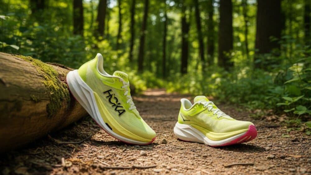 La Hoka Rocket X 3, ici en version Neon Pack, est pensée pour les compétitions sur route.