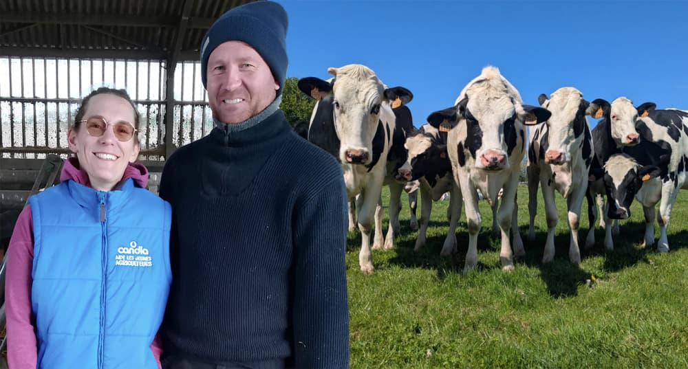 Sarah et Fabien Le Person et leur exploitation laitière.