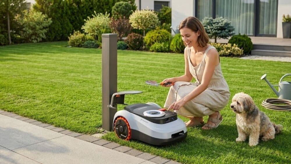 Pensé pour les jardins jusqu’à 800 m², il automatise la tonte sans intervention humaine.
