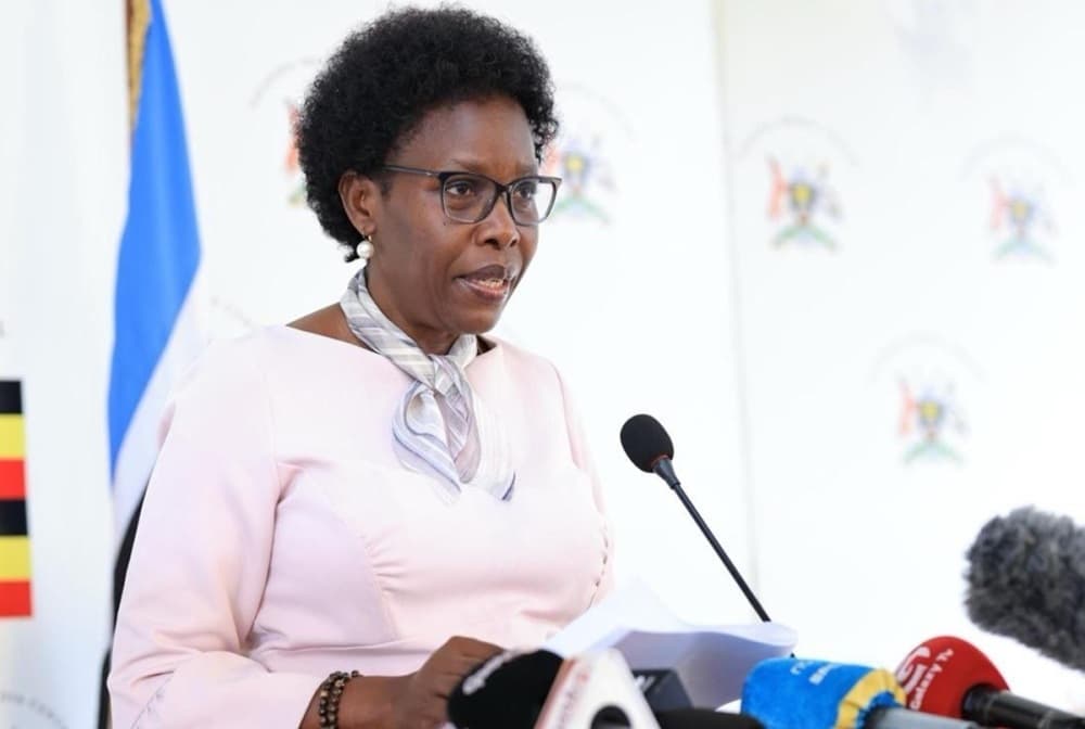 Judith Nabakooba, ministre des Terres, lors de l’annonce du financement du programme UCMID.