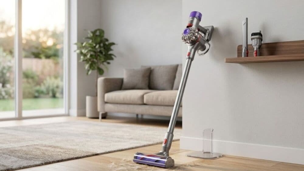 Le Dyson V8 Advanced mise sur une brosse auto-démêlante pensée pour les foyers avec animaux.