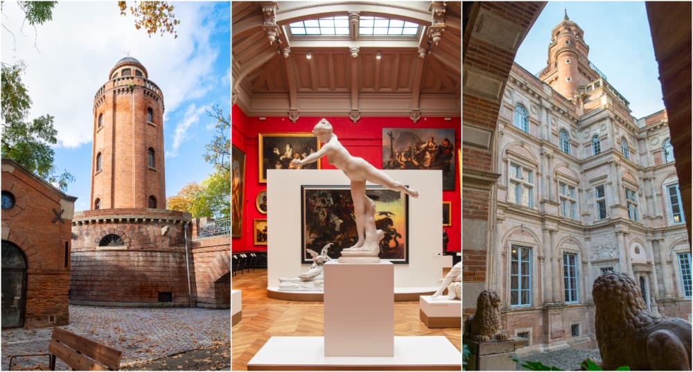 A Toulouse (Haute-Garonne) : le Château d’eau, le Musée des Augustins et la Fondation Bemberg.