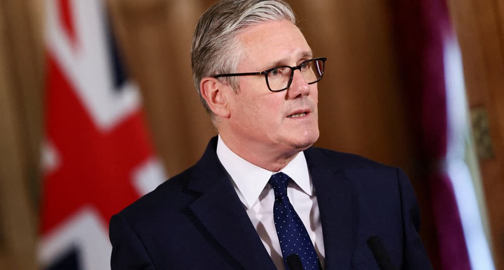 Le Premier ministre britannique Keir Starmer pendant une allocution au 10 Downing Street, en avril à Londres.