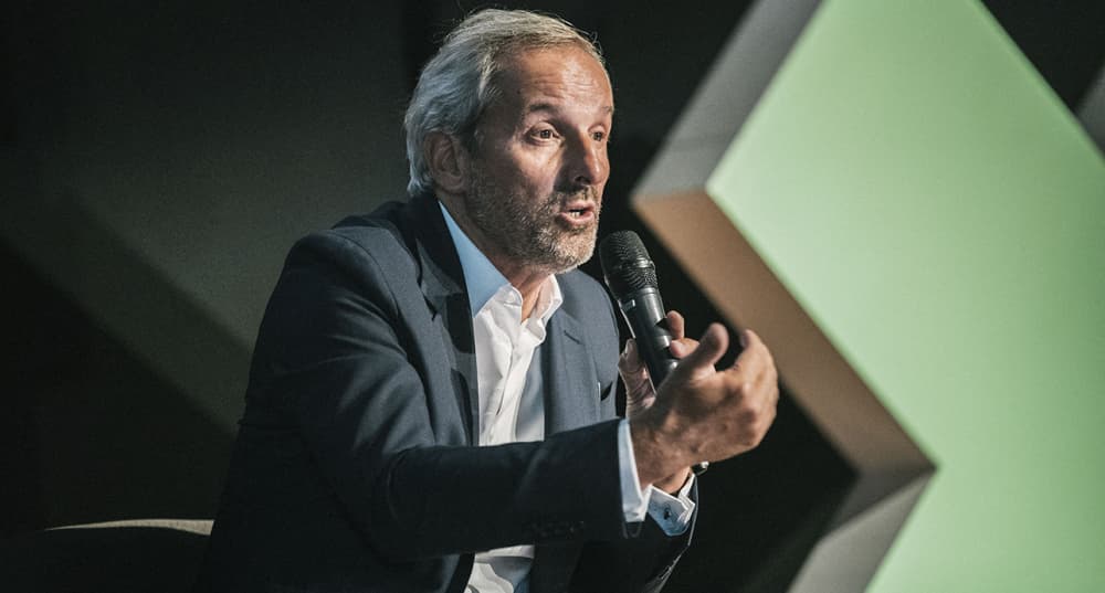 Pascal Demurger, PDG de la MAIF, lors des Universités d'été de l'Économie de Demain à Paris, le 30 août 2023.
