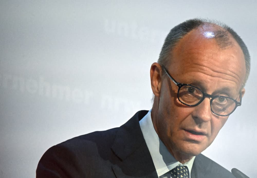 Le chancelier Friedrich Merz lors d'un discours ce samedi 6 juin.