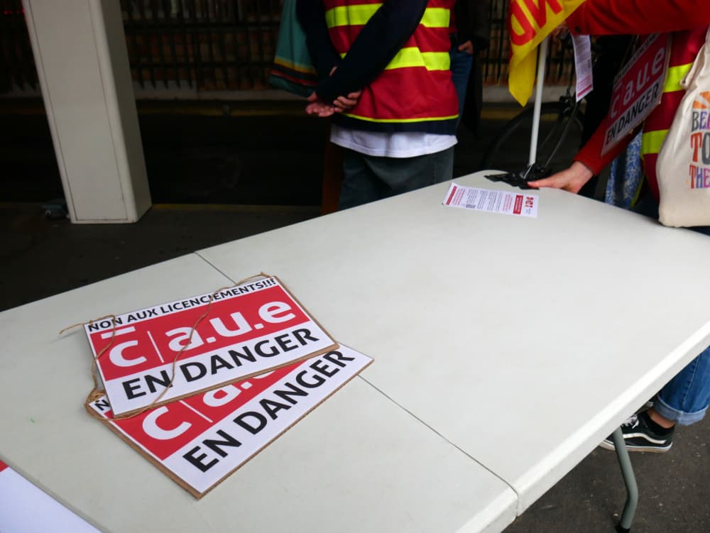 Manifestation des salariés du CAUE 33 ce lundi 8 juin 2026.