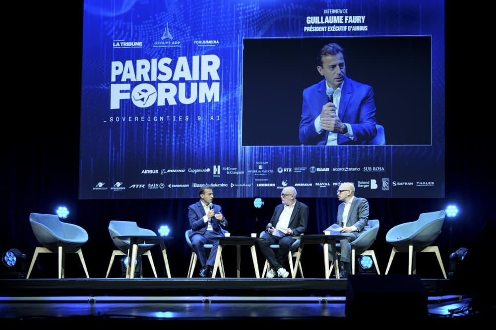 Guillaume Faury s'exprime lors du Paris Air Forum.