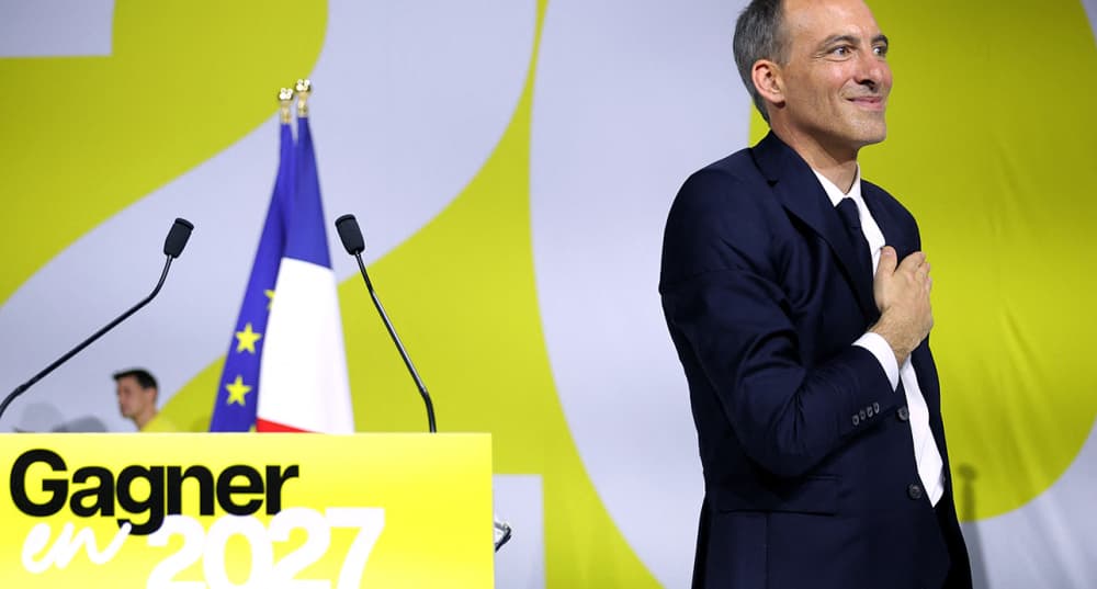 Raphaël Glucksmann à Aubervilliers le 13 juin 2026.