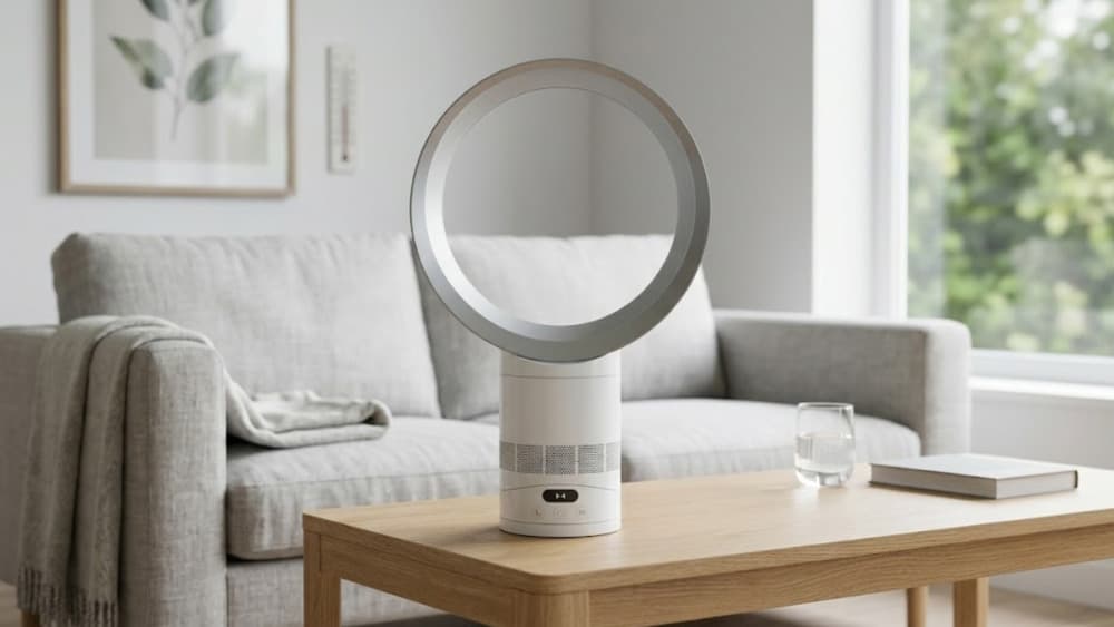 Ce ventilateur sans pales se distingue par son design sécurisé et son entretien simplifié au quotidien.