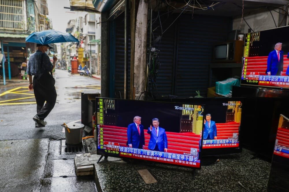 Dans les rues de Taïwan lors de la rencontre de Xi Jinping et Donald Trump à Pékin le 18 mai.