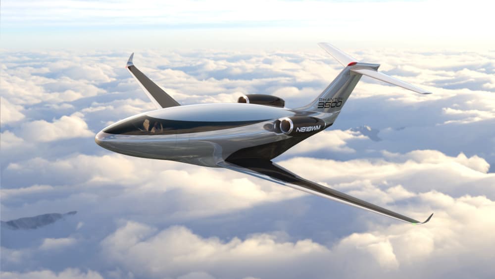 Le jet d'affaires Phantom 3500 est développé sur le concept de l'écoulement laminaire pour optimiser ses capacités de vol.